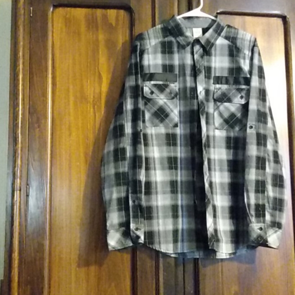 Rustic blue black and gray large men's long sleeve